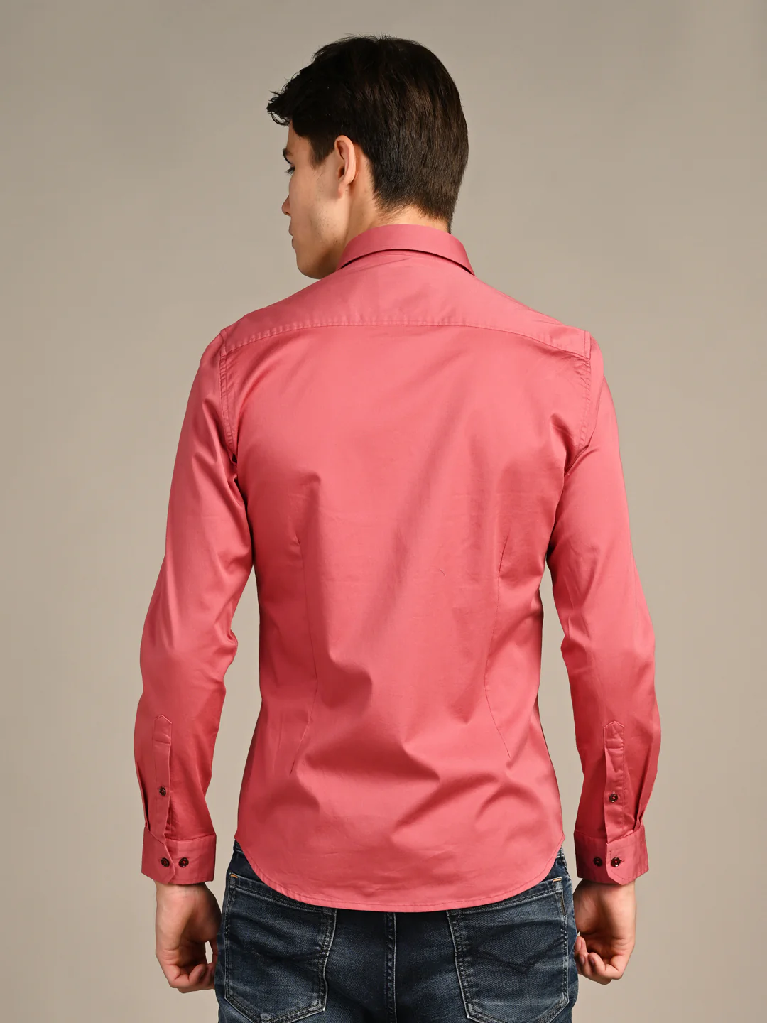 Full sleeves Slim Fit Pastel Corel Premium Satin Solid Shirt - Image 7