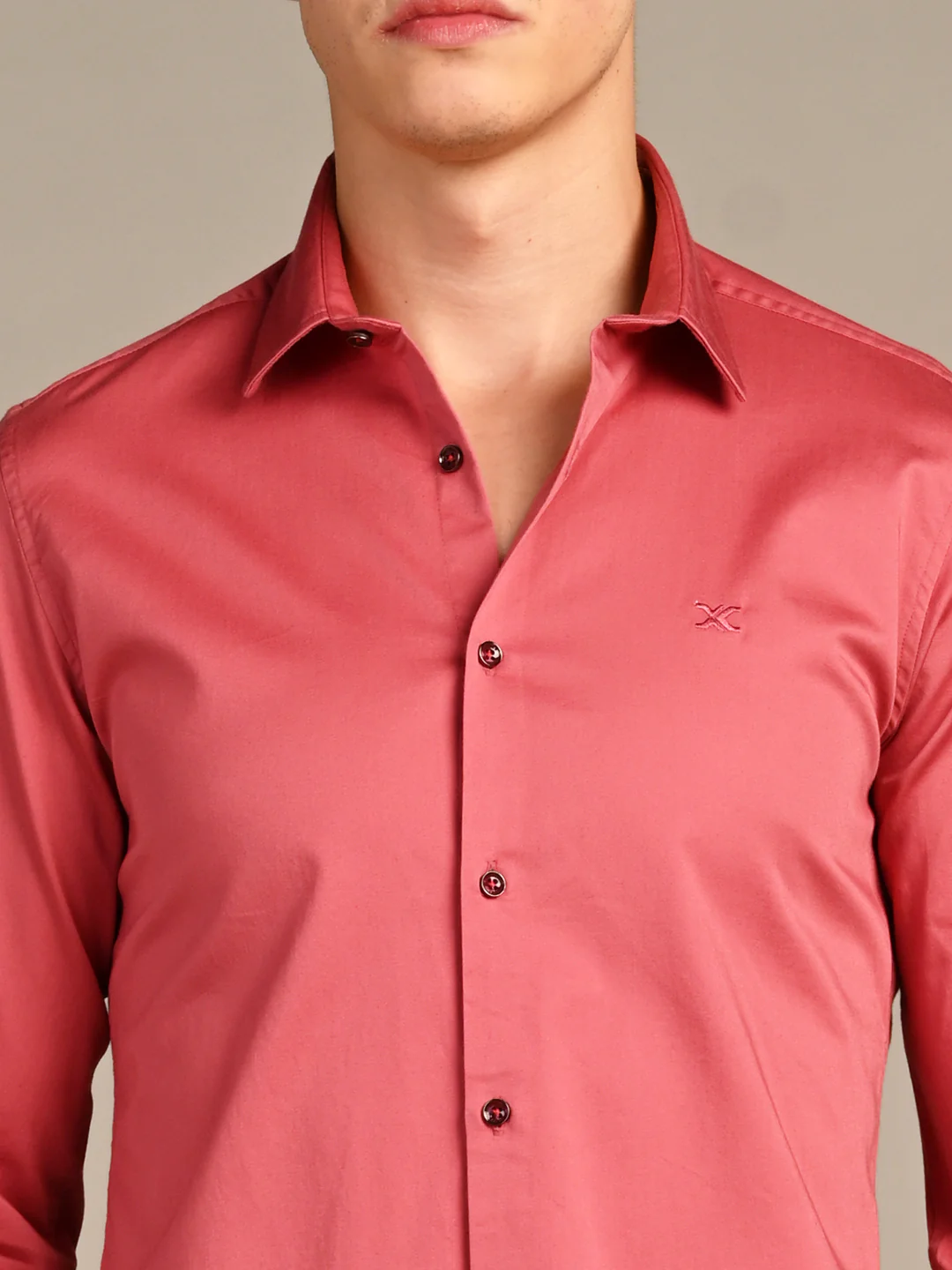 Full sleeves Slim Fit Pastel Corel Premium Satin Solid Shirt - Image 8