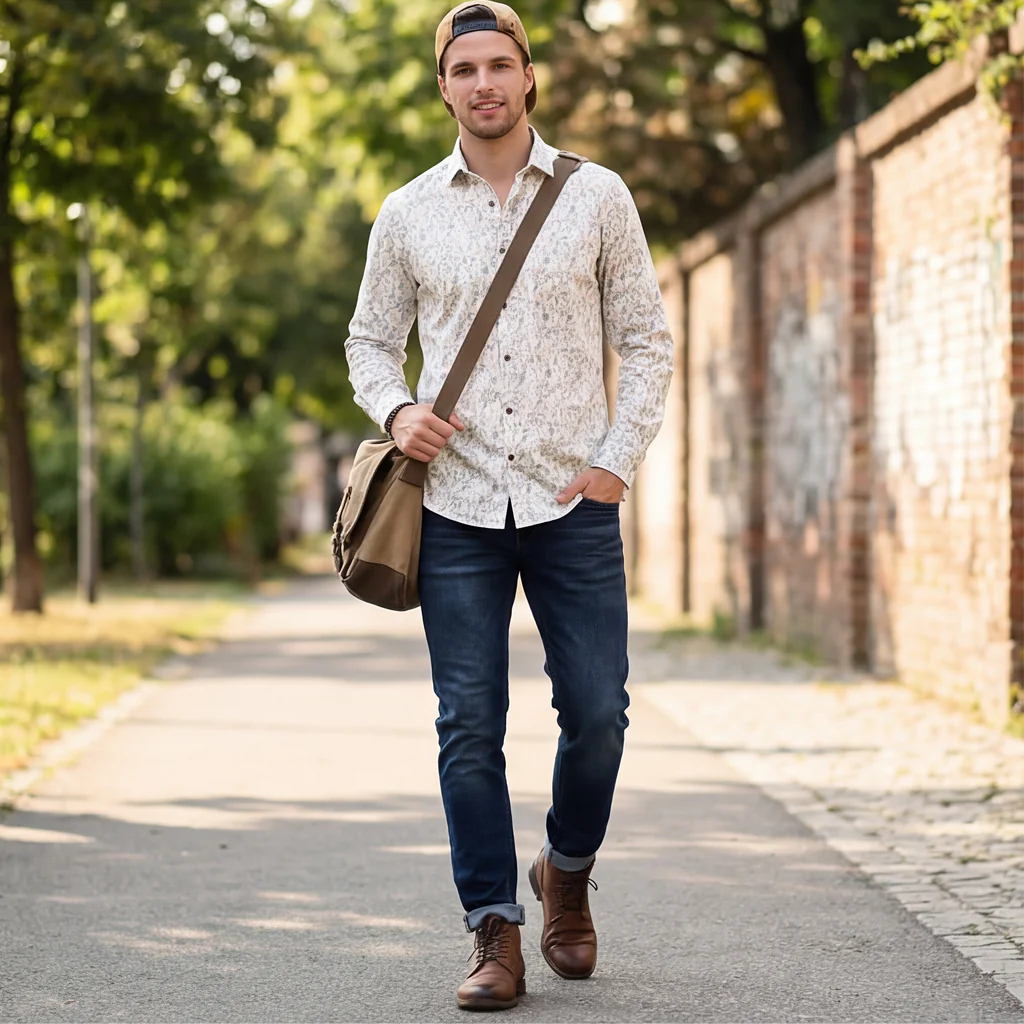 Full sleeves Slim Fit Cream All-Over Abstract Floral Print Shirt