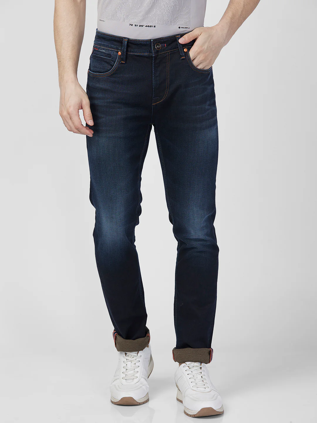 Killer Men Dark Blue Solid Slim Fit Jeans - Image 3