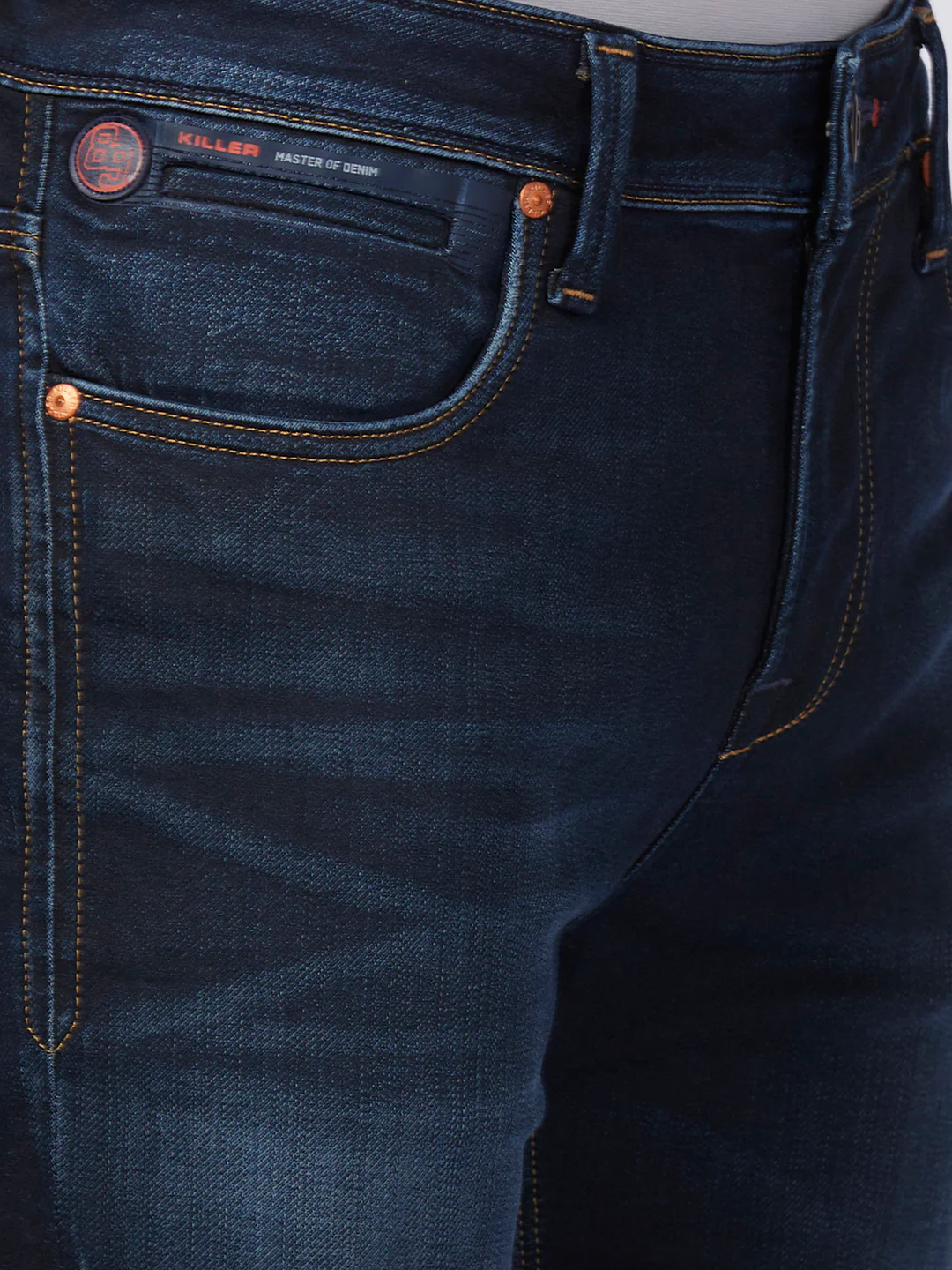 Killer Men Dark Blue Solid Slim Fit Jeans - Image 7
