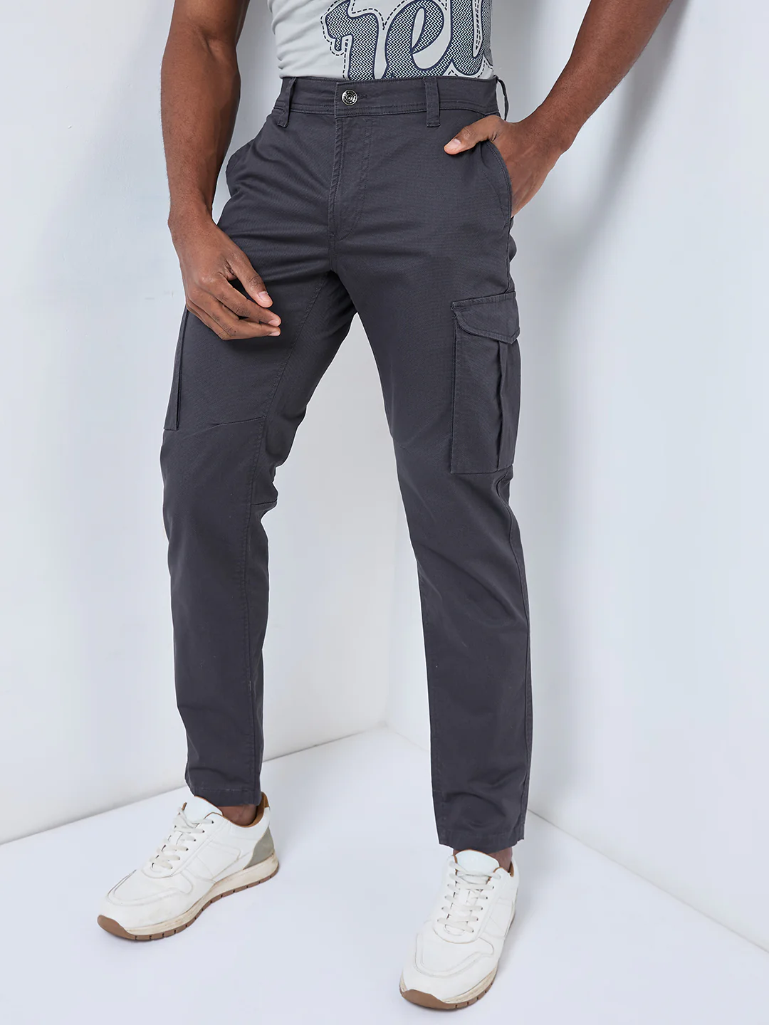 Killer Men Dark Grey Solid Cargo - Image 3