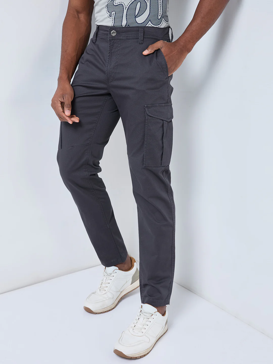 Killer Men Dark Grey Solid Cargo - Image 6