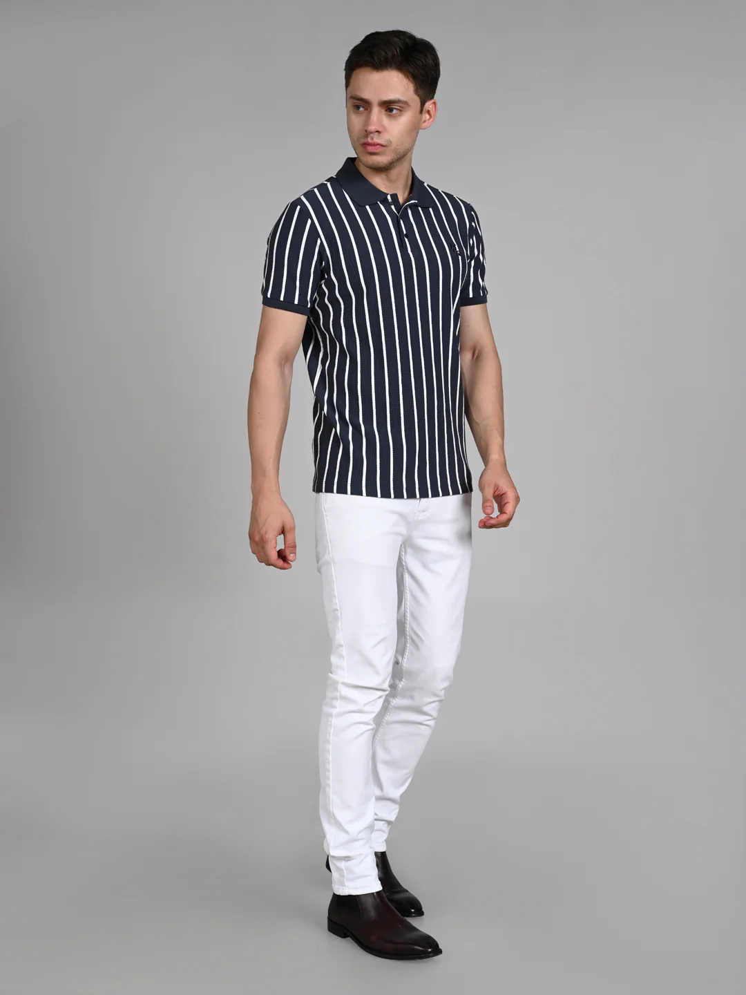 Killer Men Dark Grey Stripe Slim Fit T-Shirts - Image 3