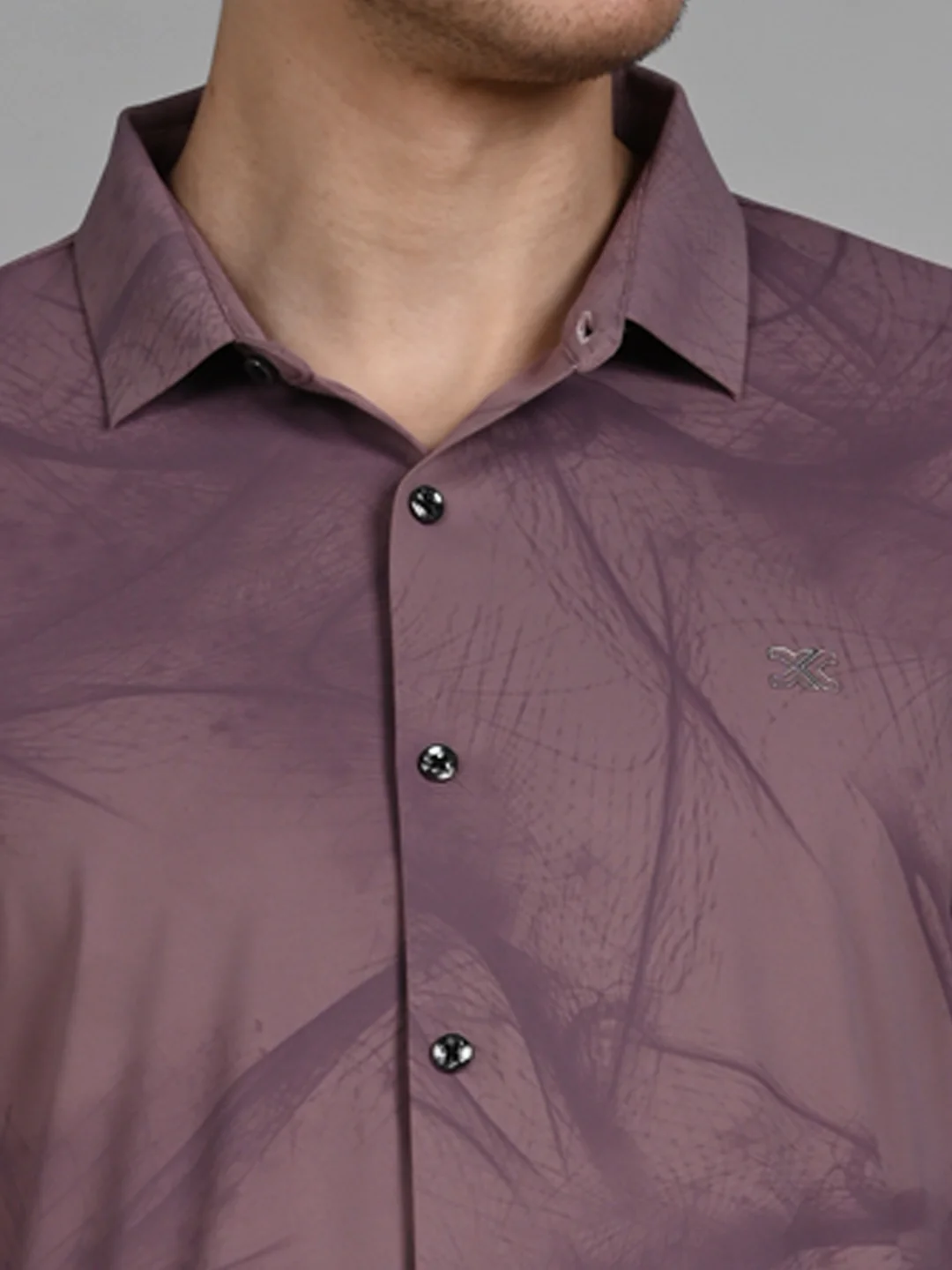 Full Sleeves Slim Fit Dusty Pink flowing vines Print Knit Shirt - Image 8