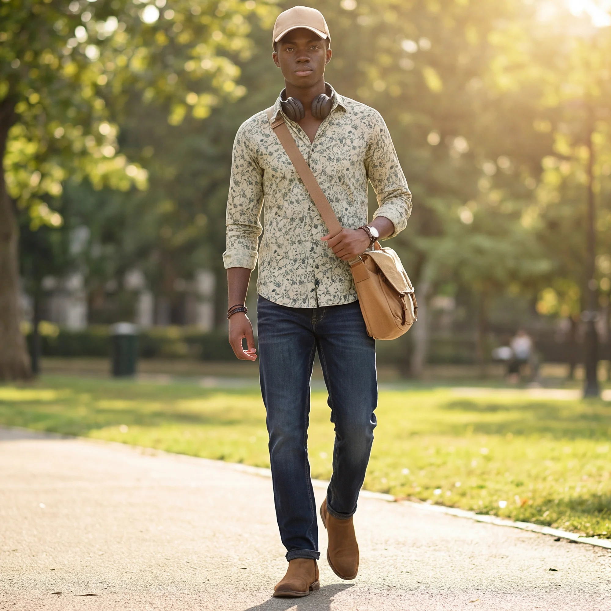 Full sleeves Slim Fit Green All-Over Distressed Botanical Dobby Print Shirt