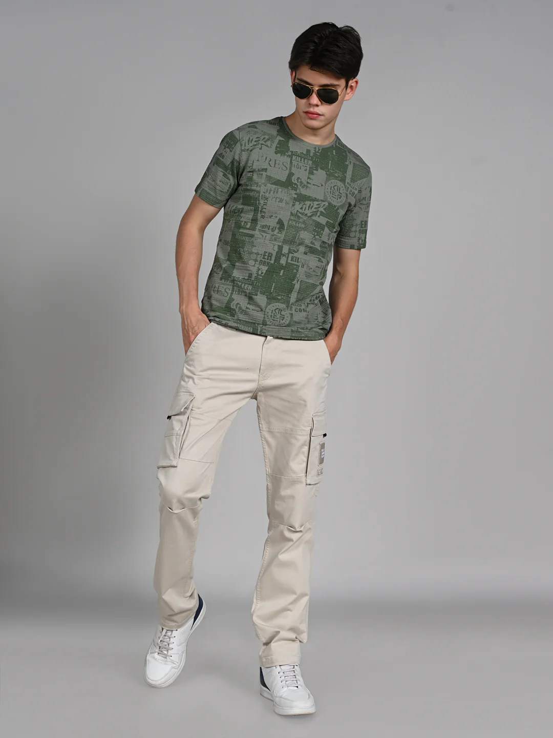 Killer Men Green Printed Slim Fit T-Shirts - Image 3