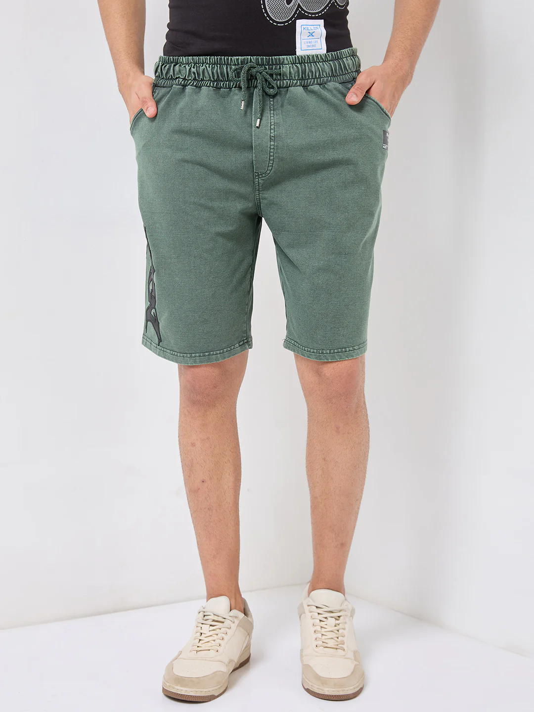 Killer Men Green Solid Shorts - Image 3