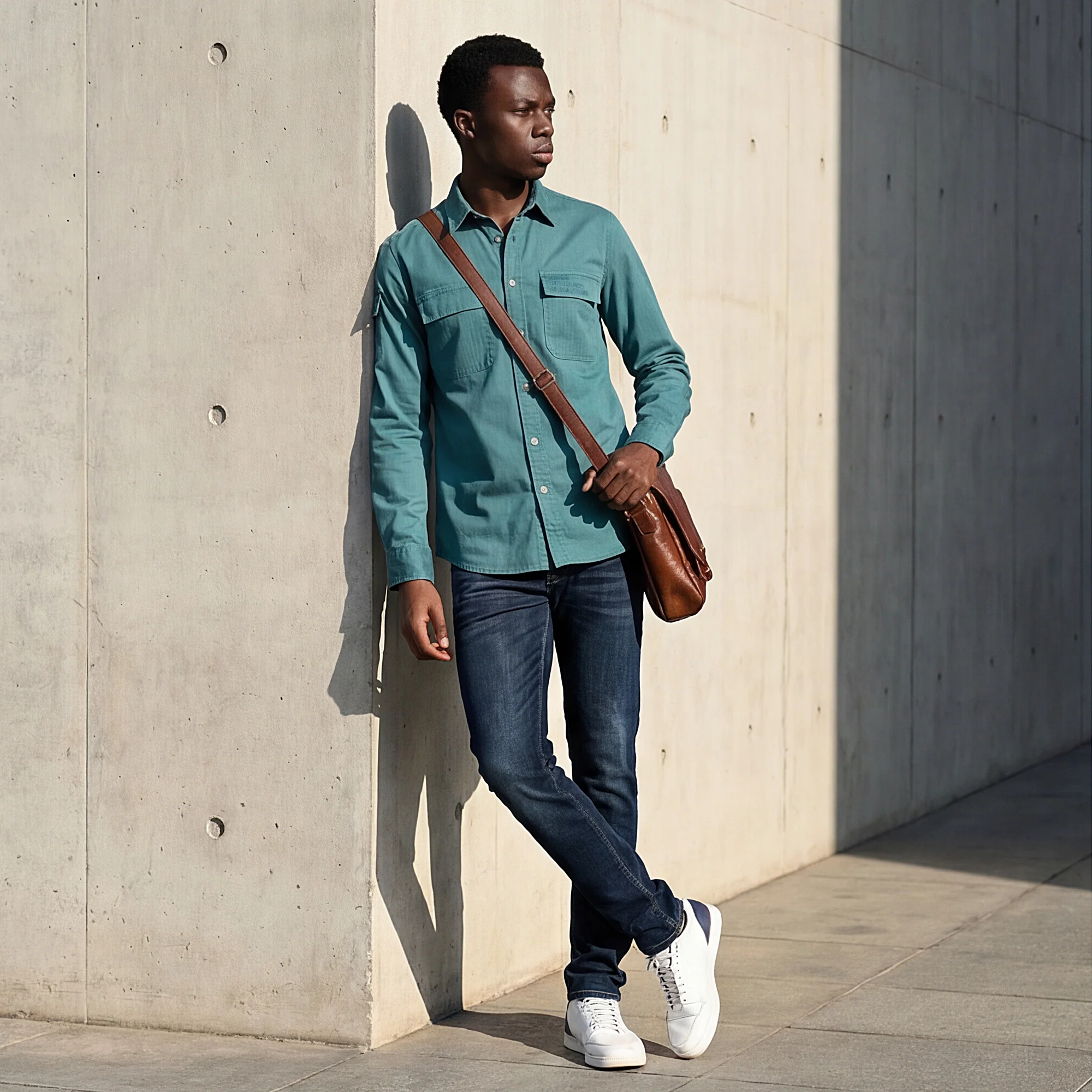Full Sleeves Straight Fit Slate Emrald Green Heavy Twill Double Pocket Solid Shirt