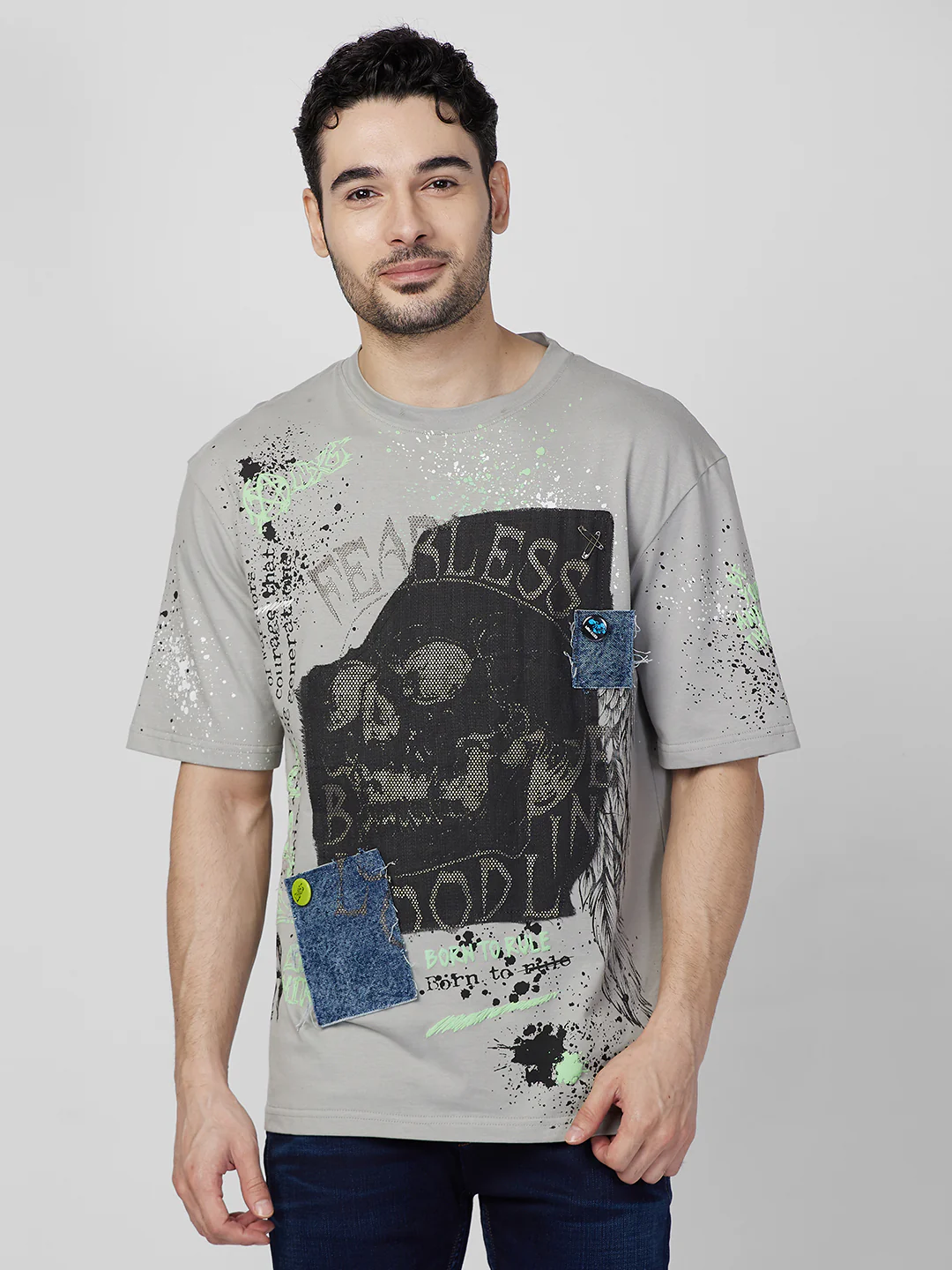 Killer Men Grey Printed Round Neck T-Shirts - Image 3