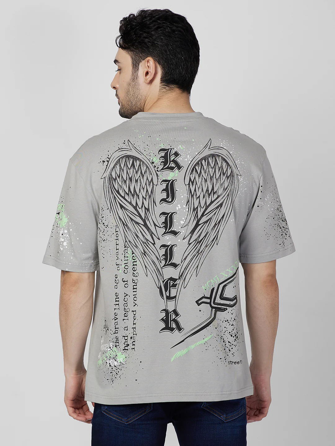 Killer Men Grey Printed Round Neck T-Shirts - Image 5