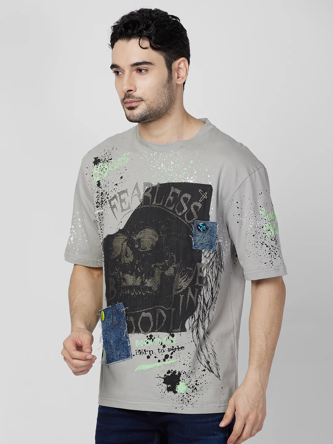 Killer Men Grey Printed Round Neck T-Shirts - Image 6