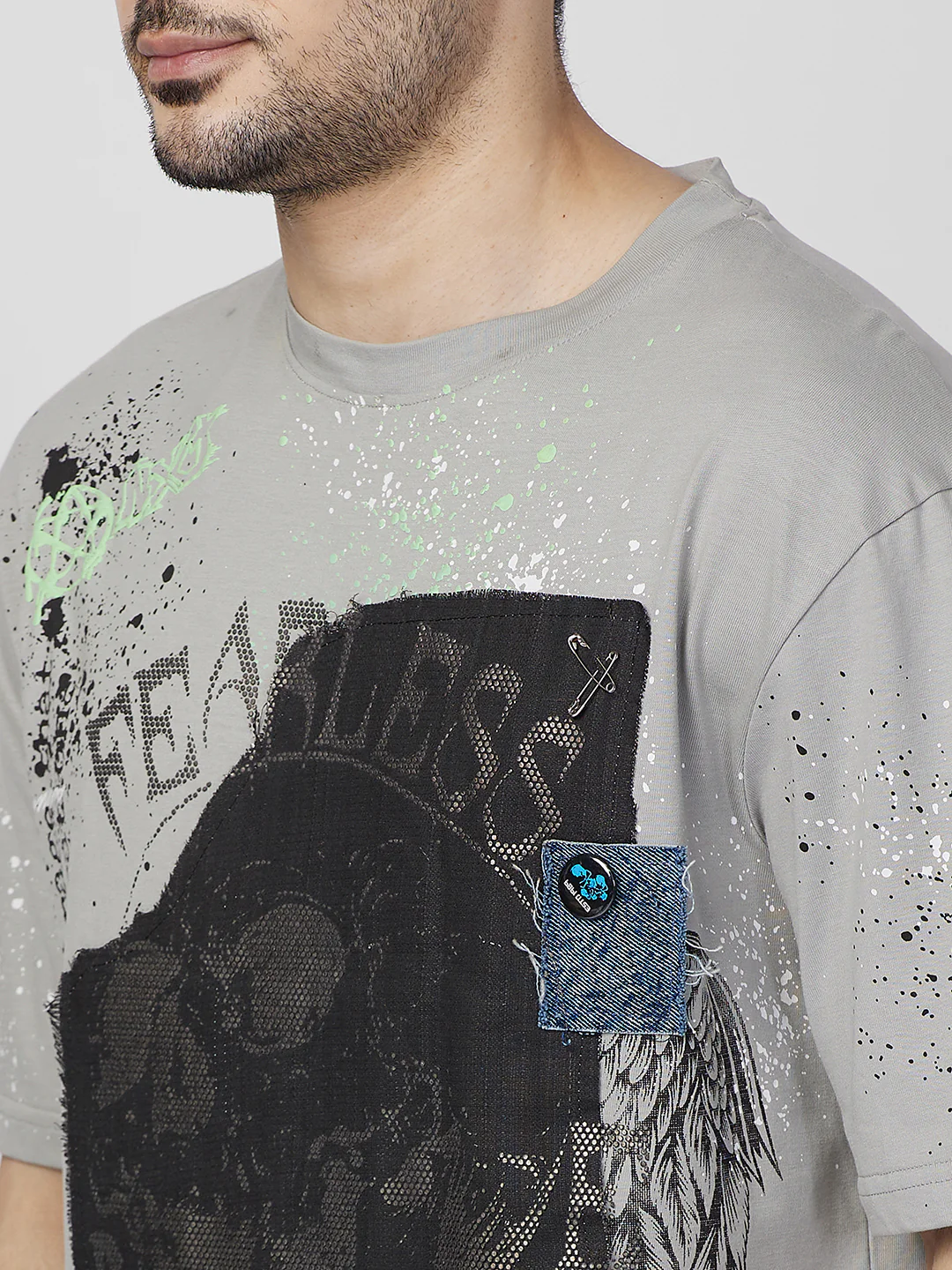 Killer Men Grey Printed Round Neck T-Shirts - Image 7