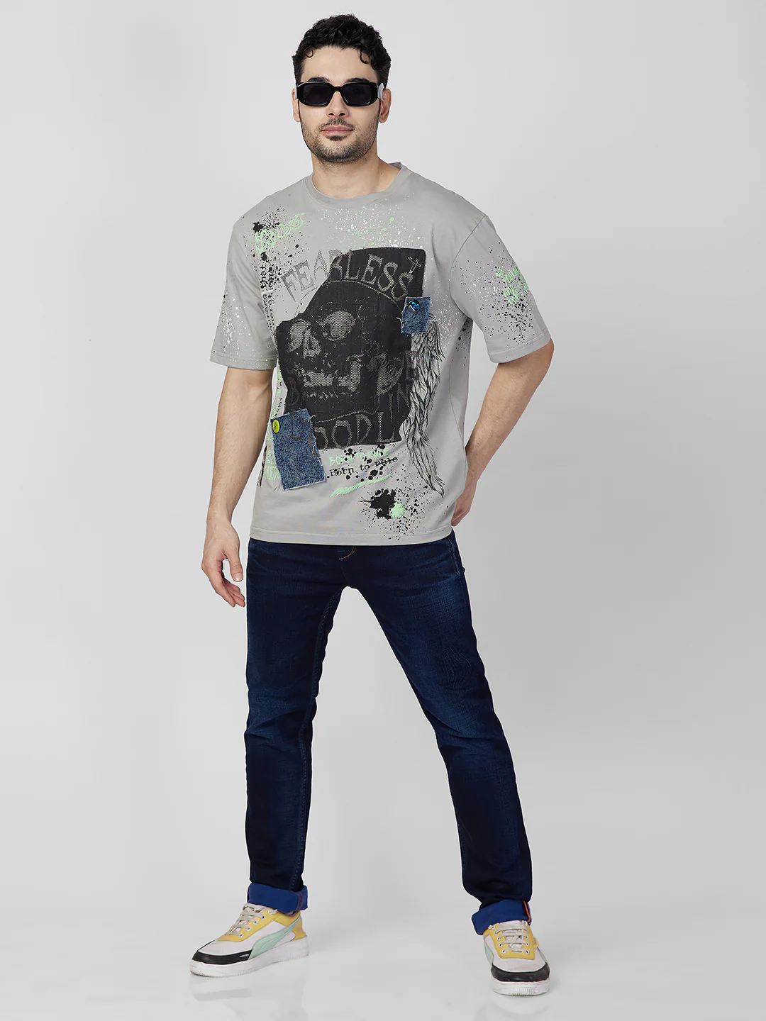 Killer Men Grey Printed Round Neck T-Shirts - Image 8