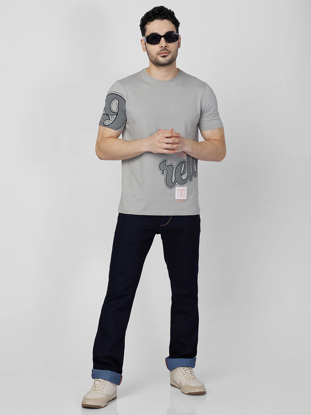 Killer Men Grey Printed Round Neck T-Shirts - Image 8