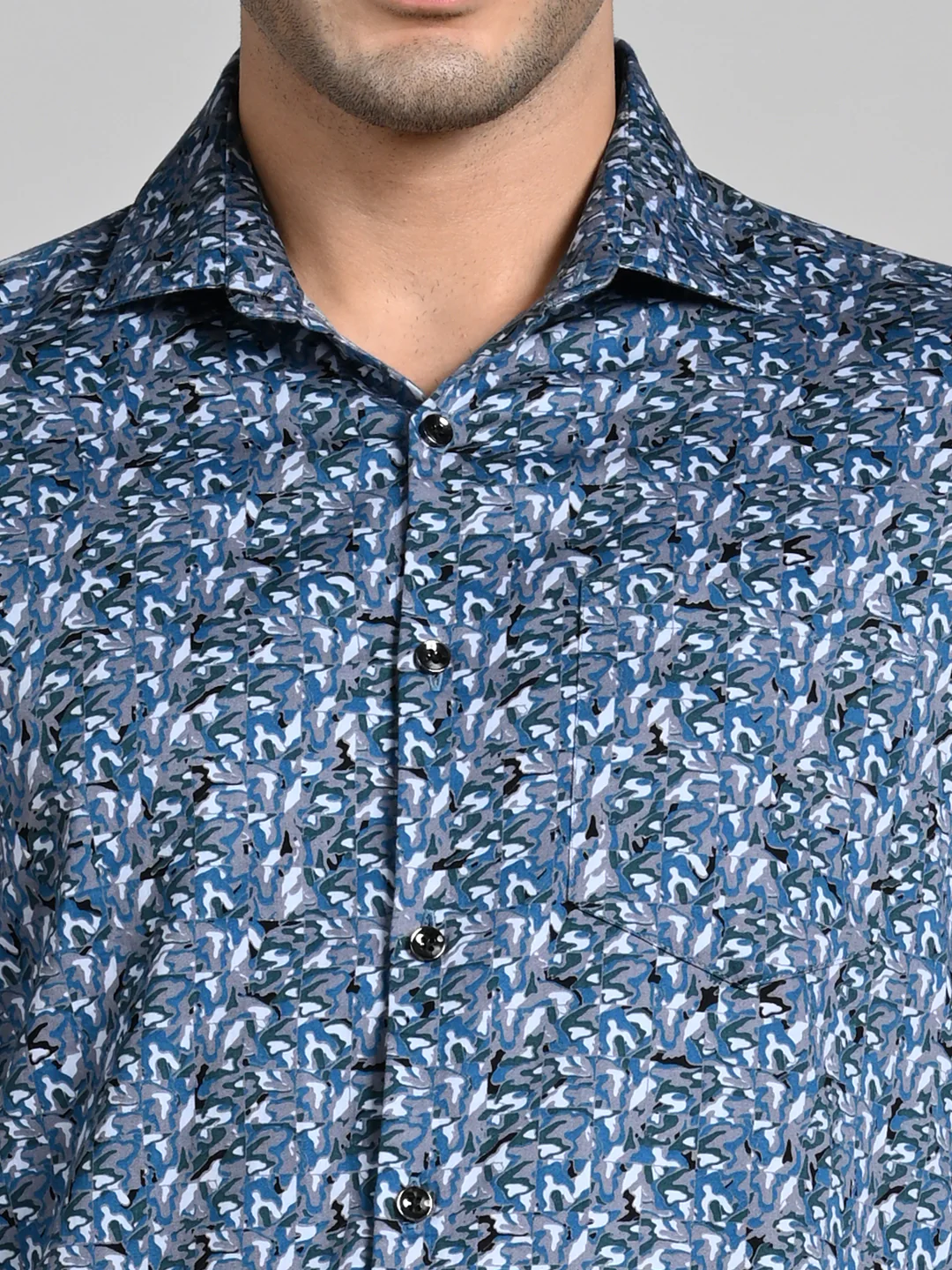 Full Sleeves Slim Fit Grey All Over Abstract Floral Floral Satin Solid Shirt - Image 8