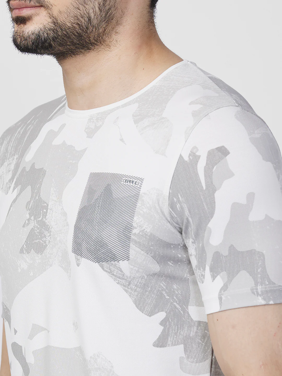 Killer Men Grey Printed Slim Fit T-Shirt - Image 7