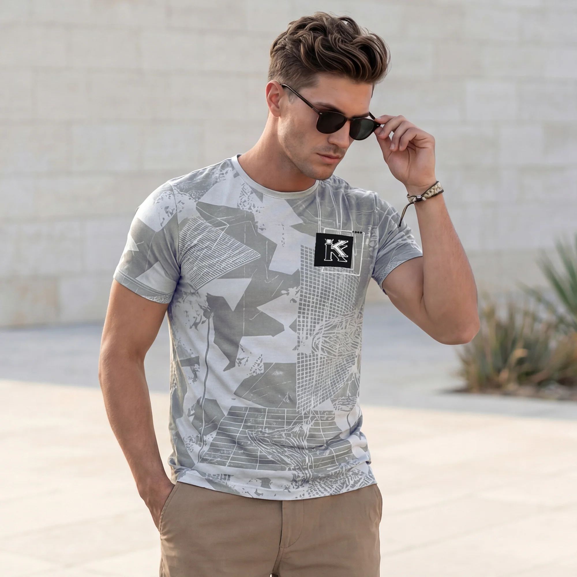 Killer Men Grey Printed Slim Fit T-Shirts - Image 2