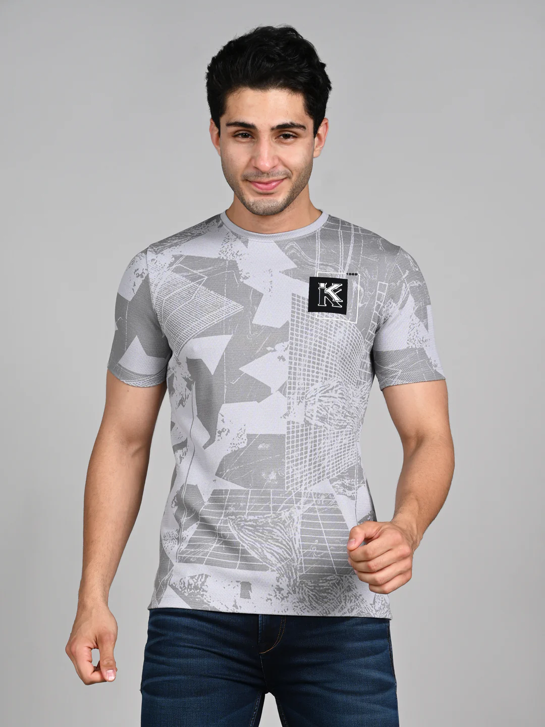 Killer Men Grey Printed Slim Fit T-Shirts - Image 4