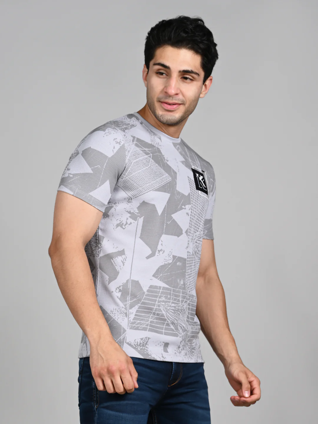 Killer Men Grey Printed Slim Fit T-Shirts - Image 5