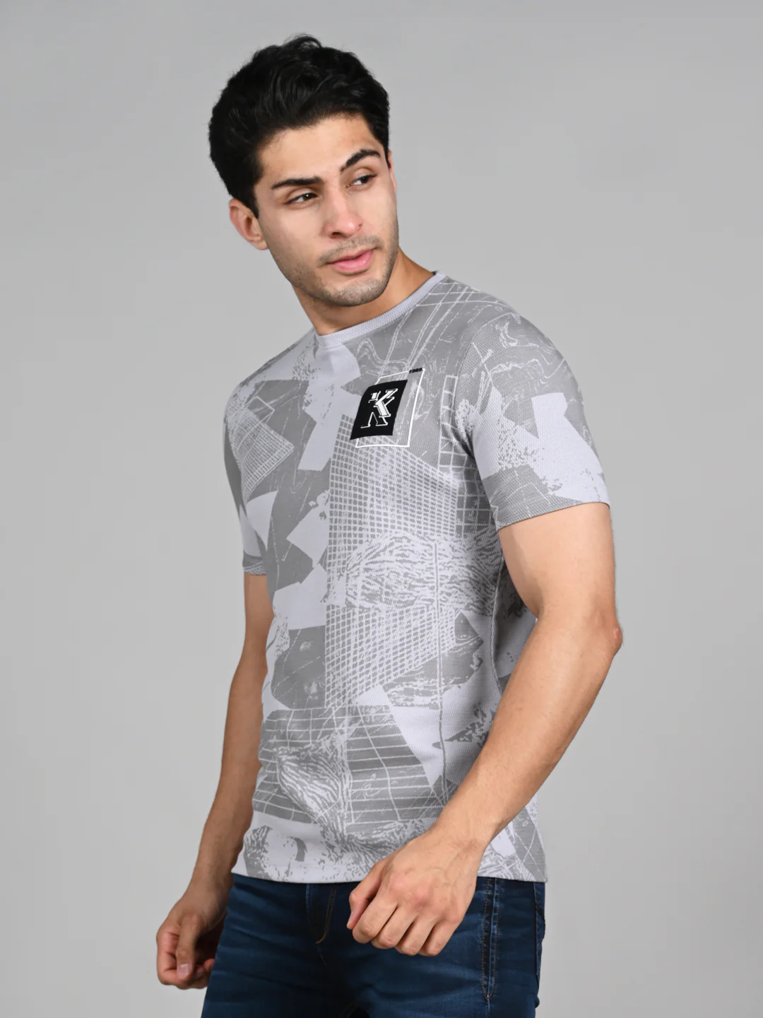 Killer Men Grey Printed Slim Fit T-Shirts - Image 6