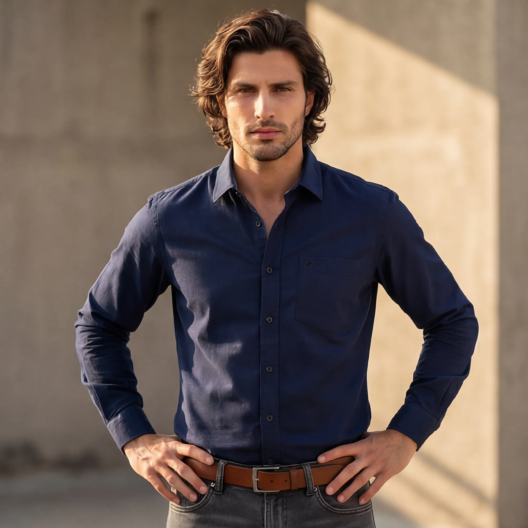 Grey Solid Slim Fit Shirt - Image 2