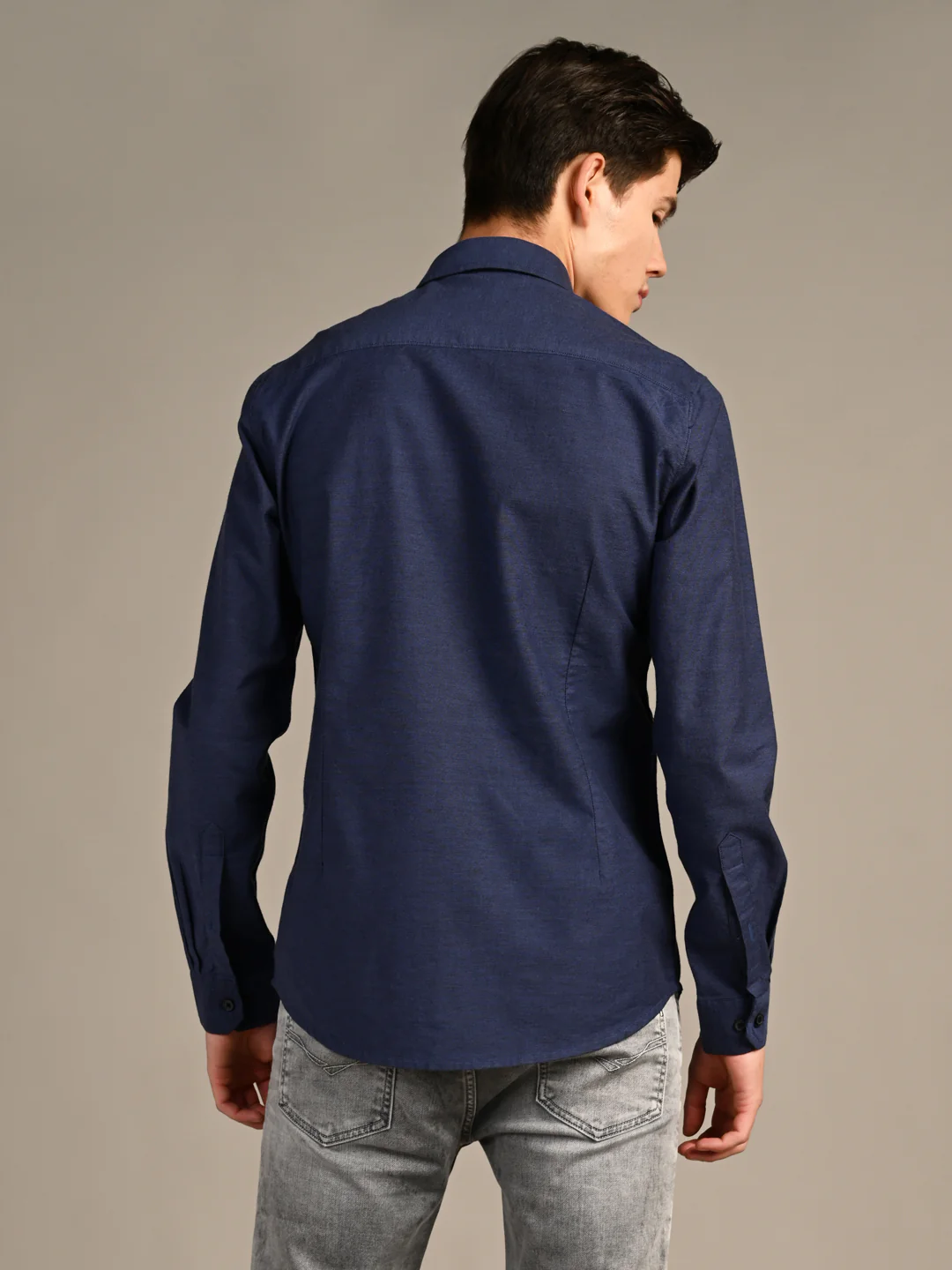 Grey Solid Slim Fit Shirt - Image 7