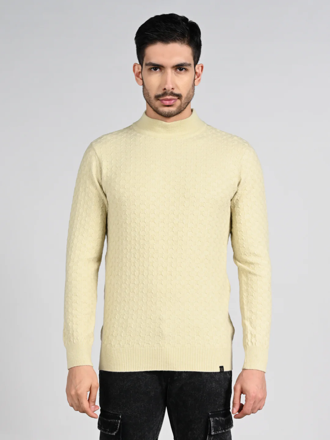 Killer Men High Neck Beige Sweaters - Image 4