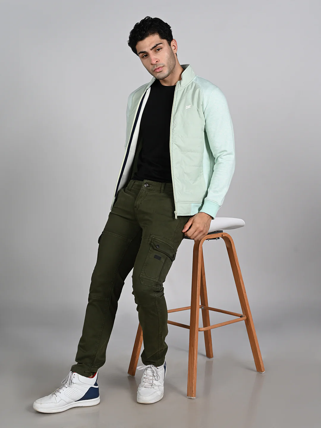 Killer Men High Neck Light Green Sweat Shirts - Image 3