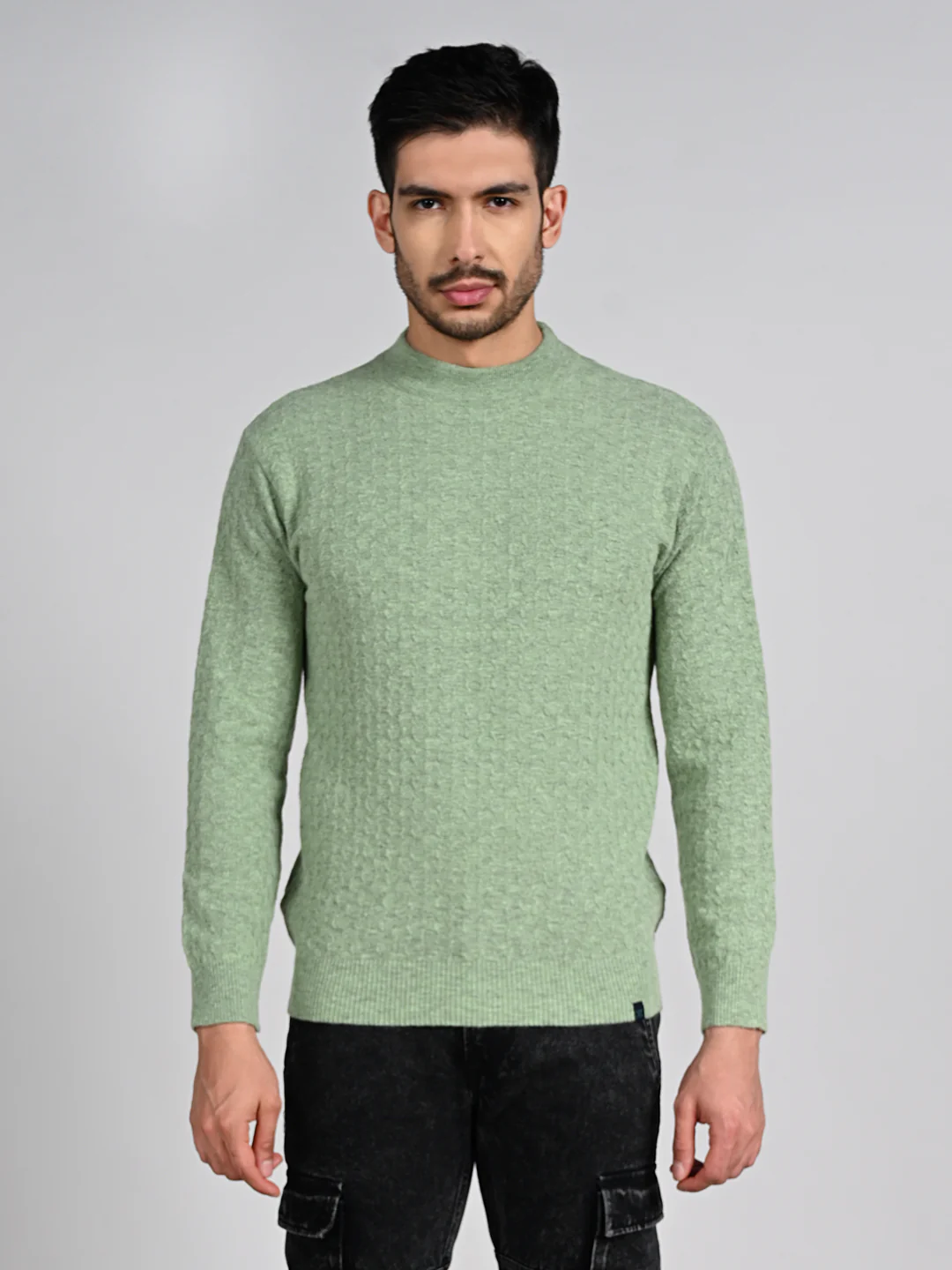 Killer Men High Neck Light Green Sweaters - Image 4