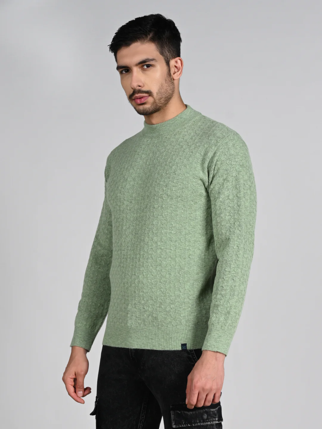 Killer Men High Neck Light Green Sweaters - Image 6