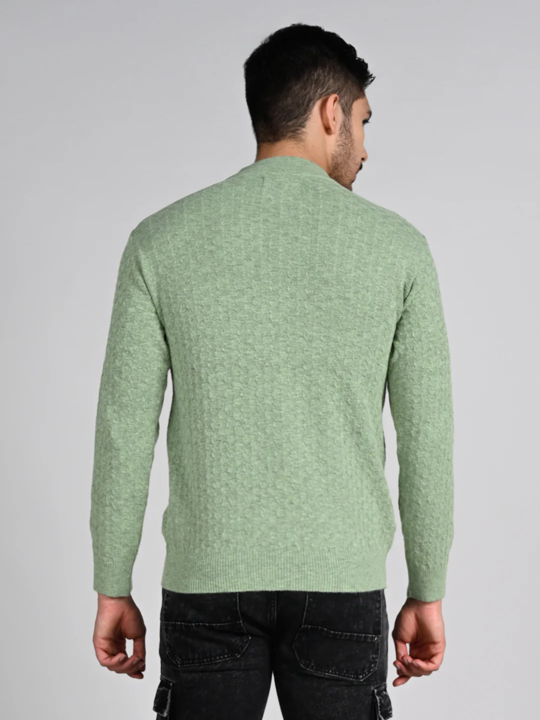 Killer Men High Neck Light Green Sweaters - Image 7