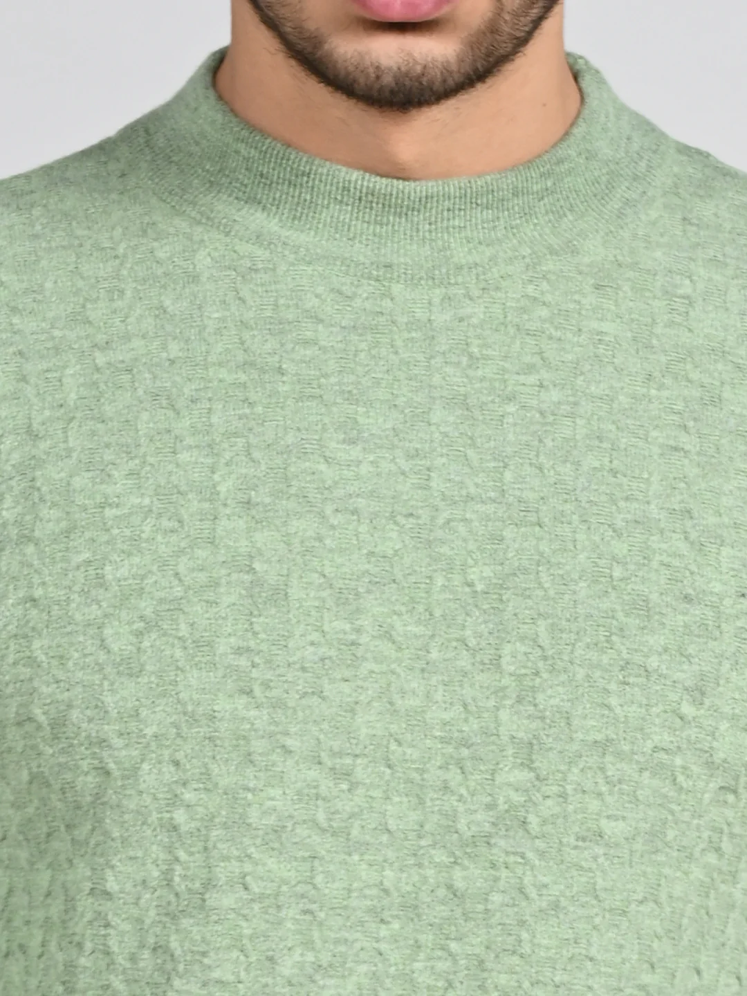 Killer Men High Neck Light Green Sweaters - Image 8
