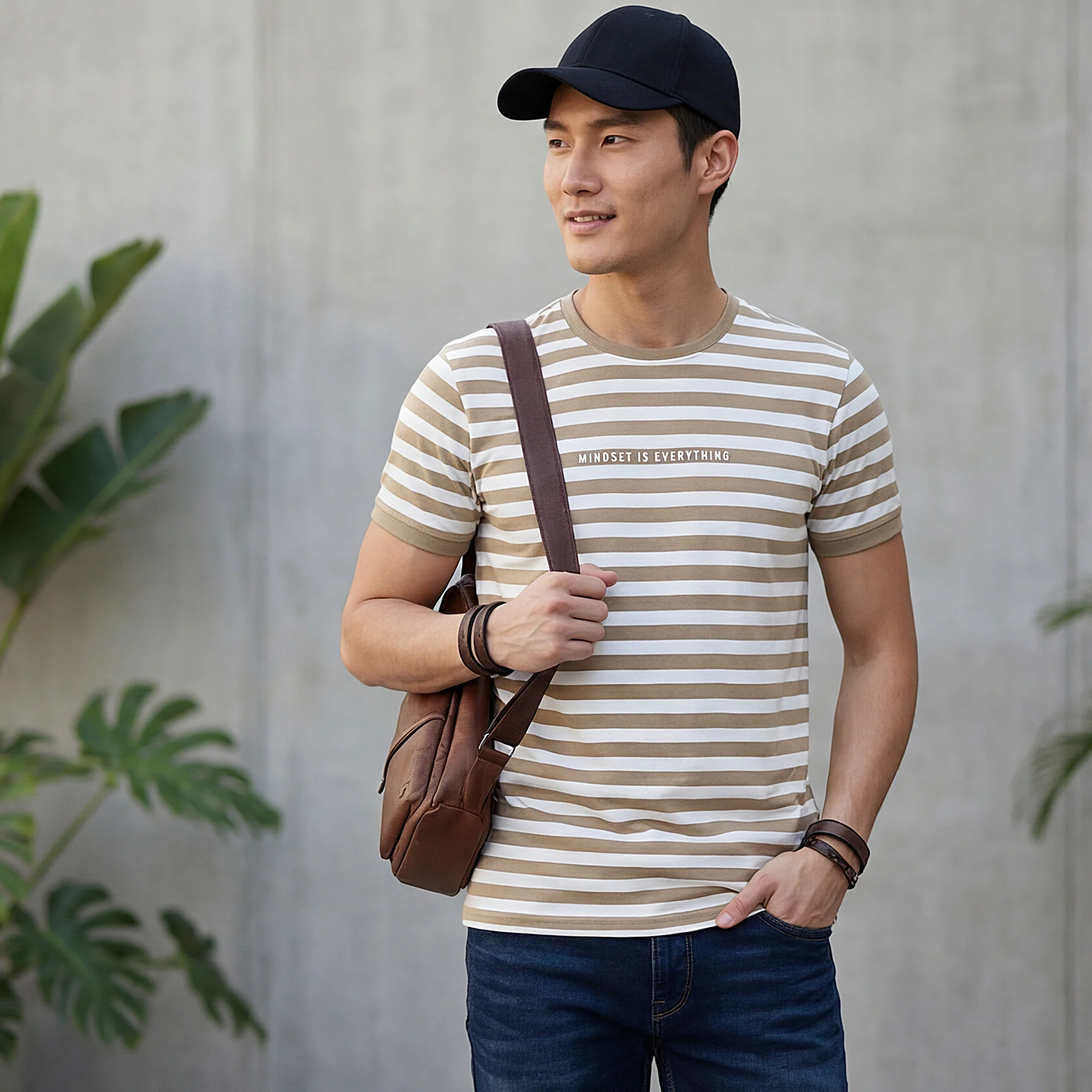 Killer Men Khaki Stripe Slim Fit T-Shirts - Image 2