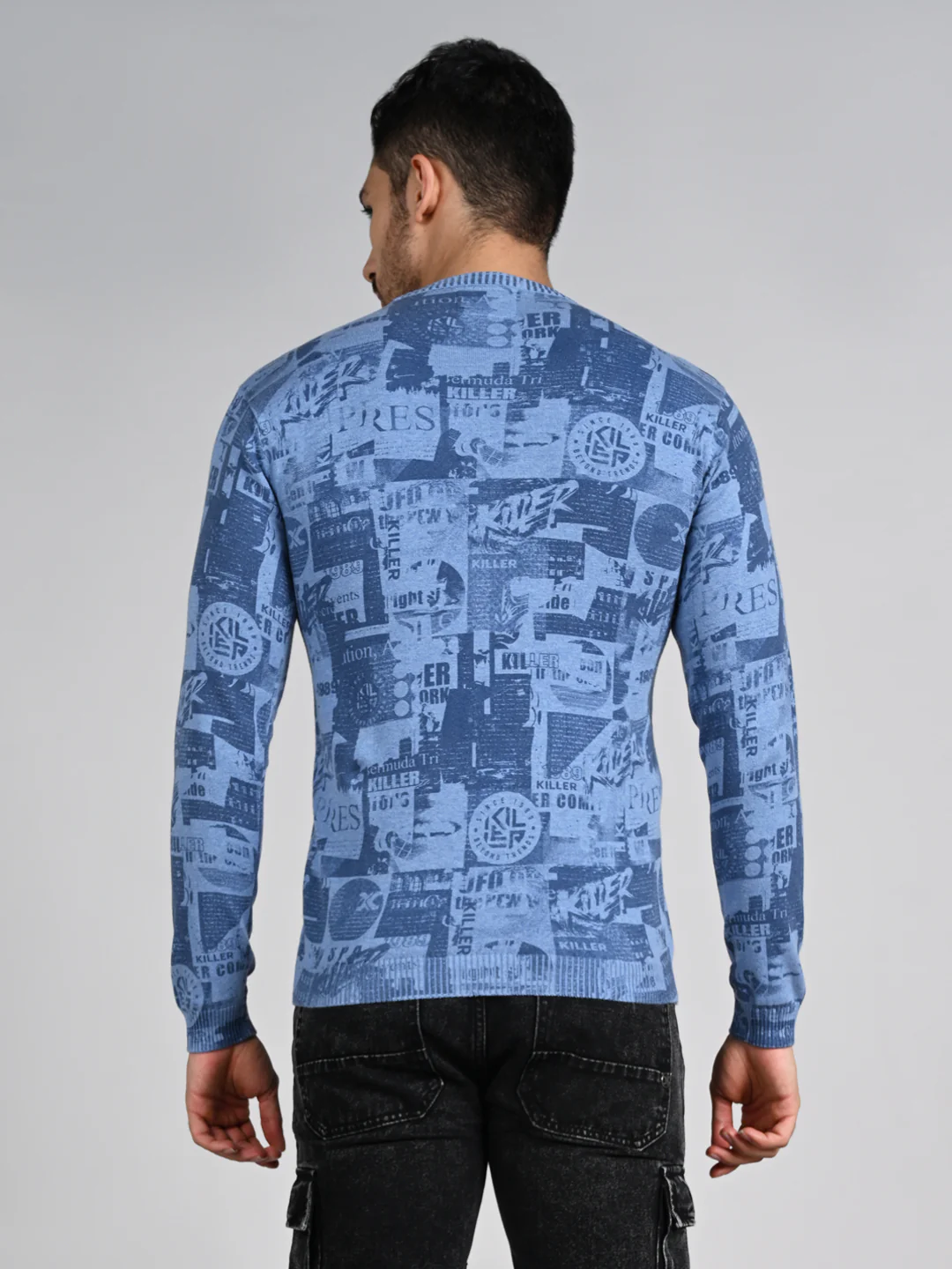 Killer Men Light Blue Printed Flat Knits - Image 7
