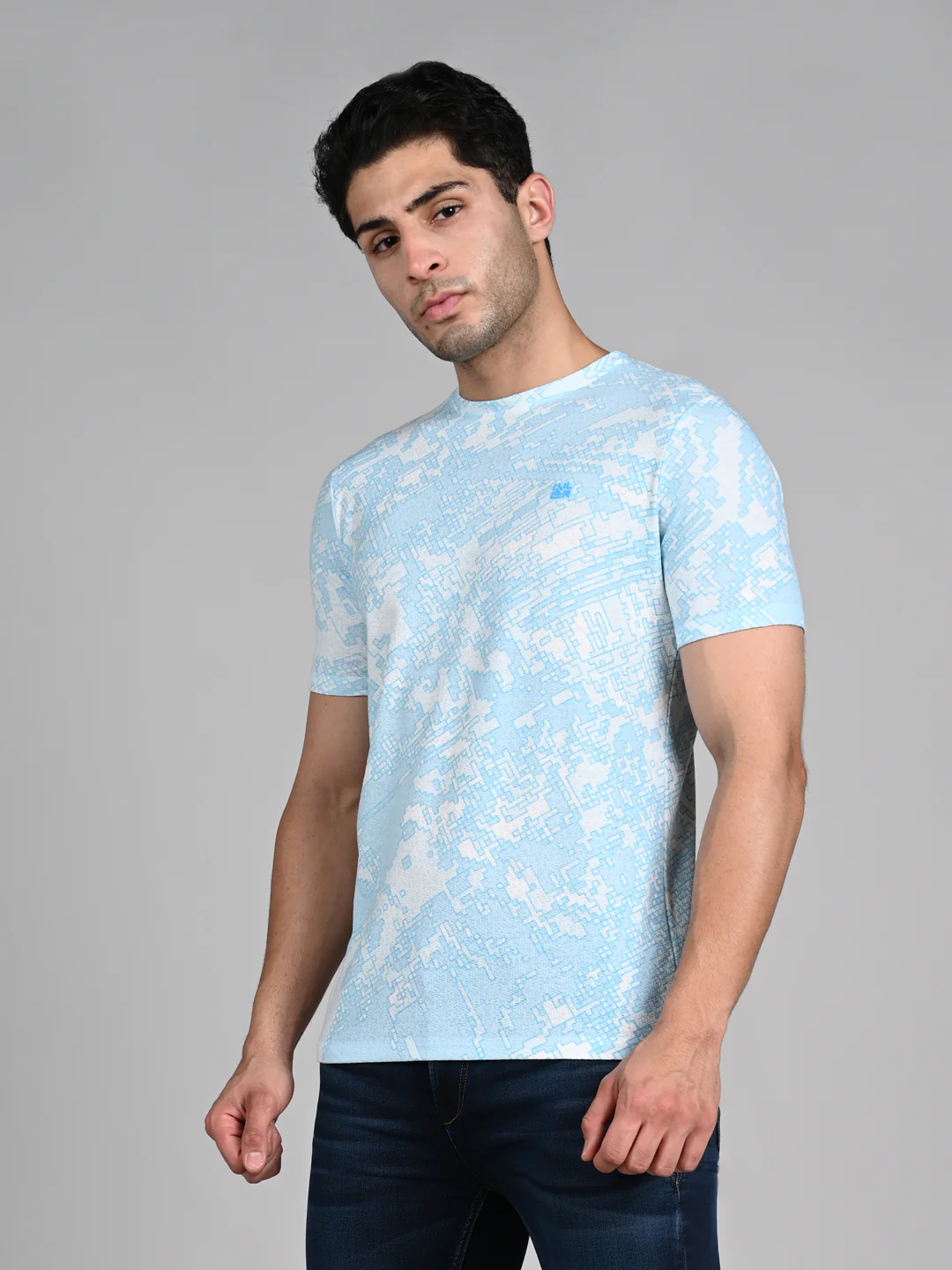 Killer Men Light Blue Printed Round Neck T-Shirts - Image 5