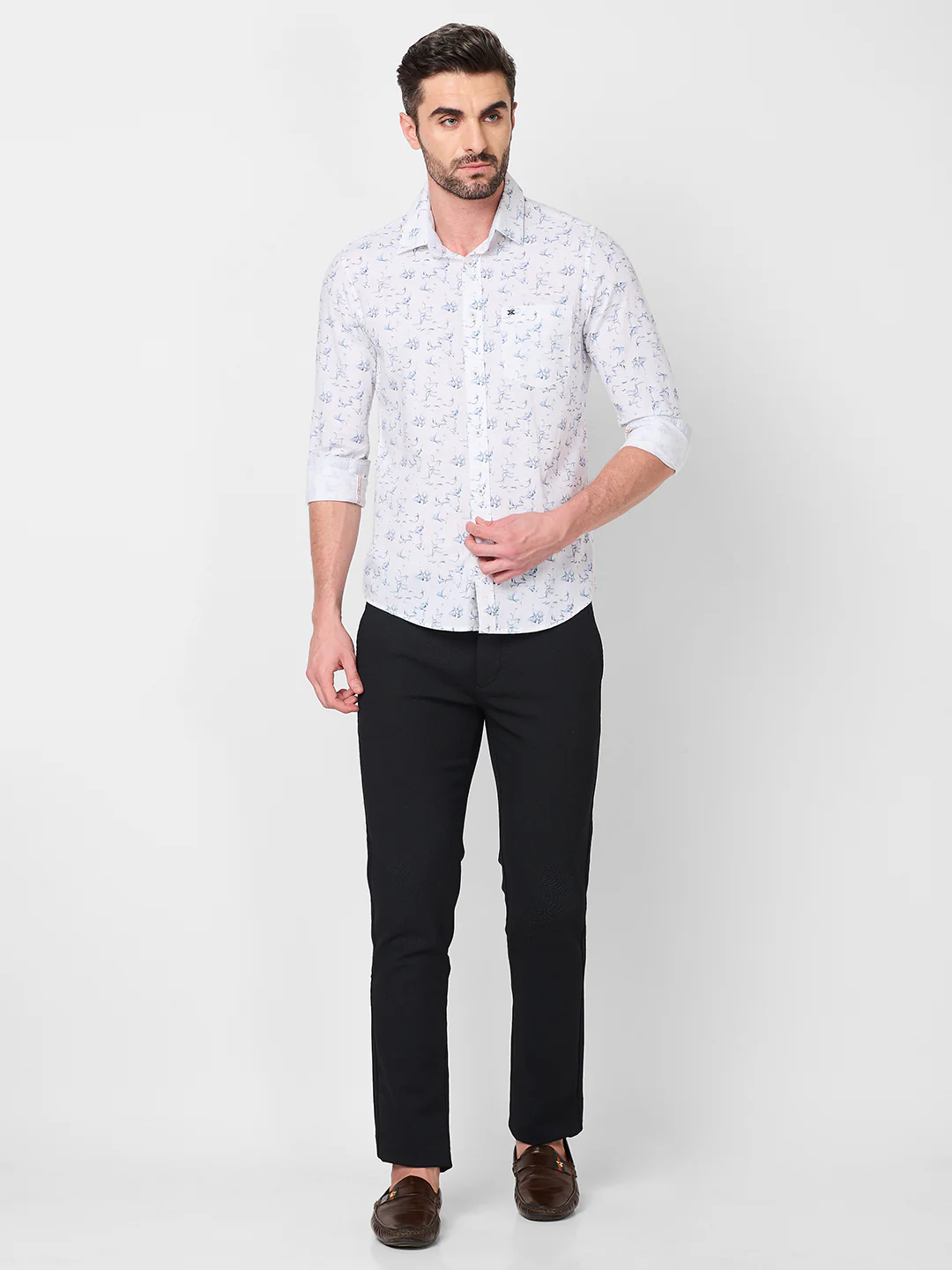 Full sleeves Slim Fit Sky All-Over Mini Motif Print Shirt - Image 4