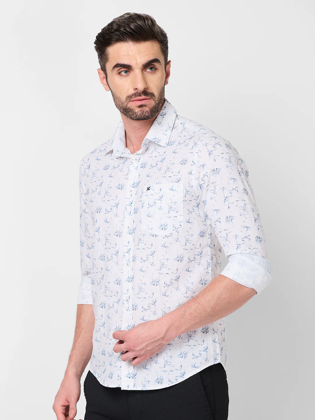 Full sleeves Slim Fit Sky All-Over Mini Motif Print Shirt - Image 6