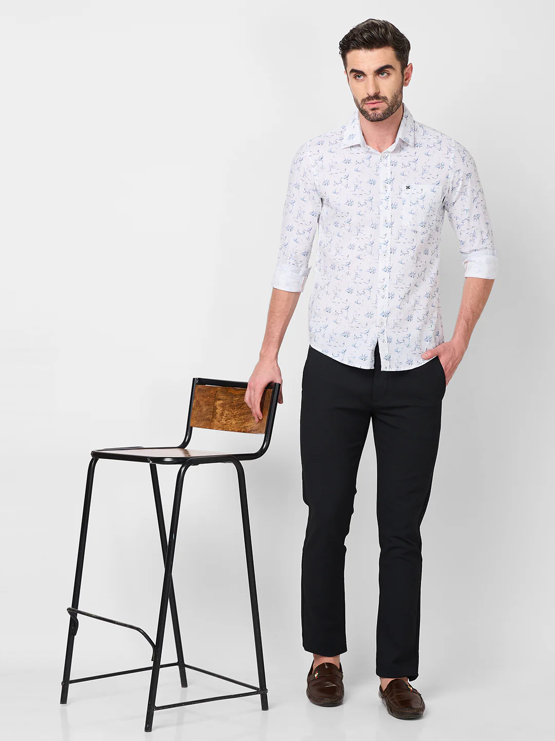 Full sleeves Slim Fit Sky All-Over Mini Motif Print Shirt - Image 8