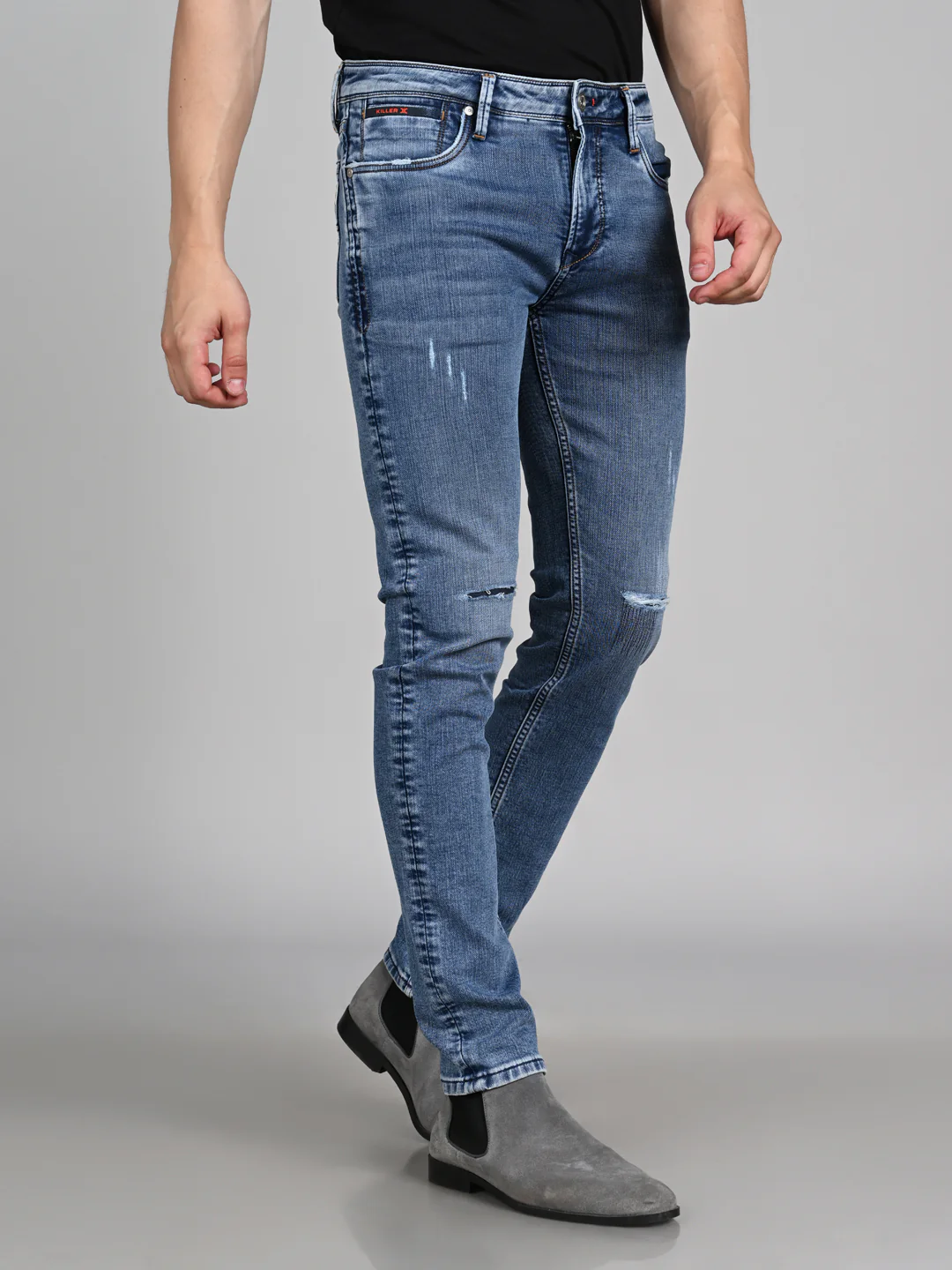 Killer Men Light Blue Solid Slim Fit Jeans - Image 5