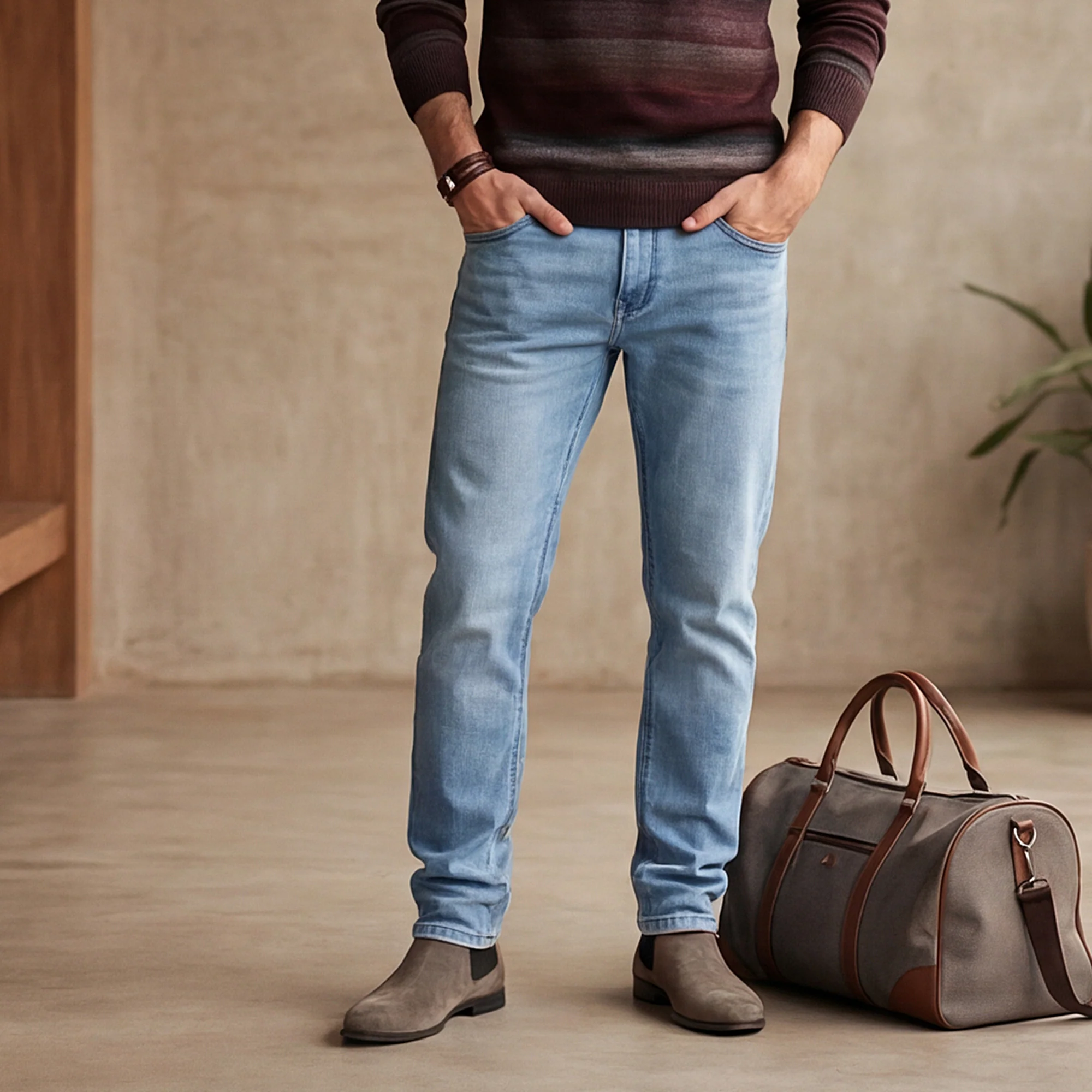 Killer Men Light Blue Solid Slim Fit Jeans - Image 2