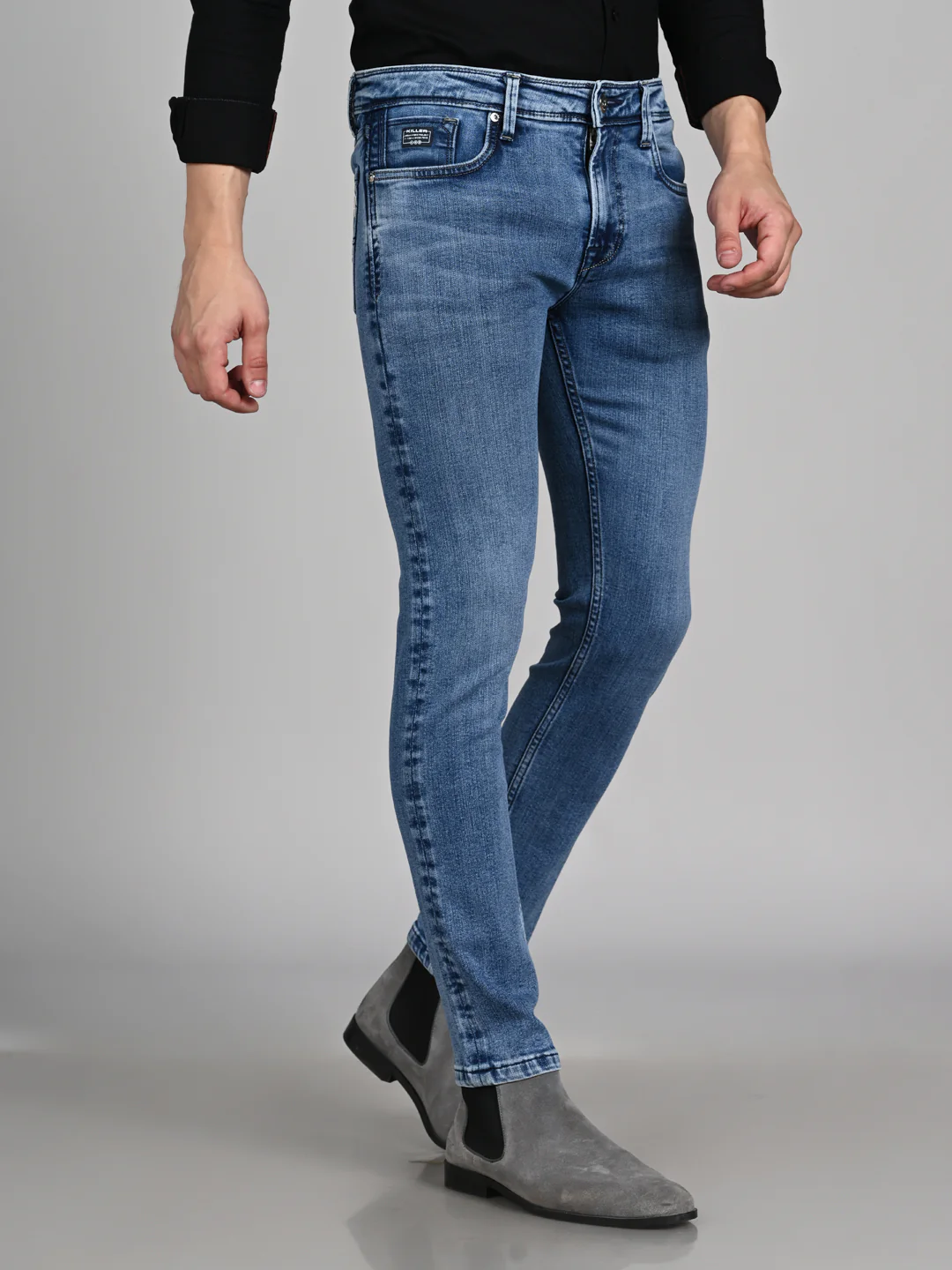Killer Men Light Blue Solid Slim Fit Jeans - Image 5