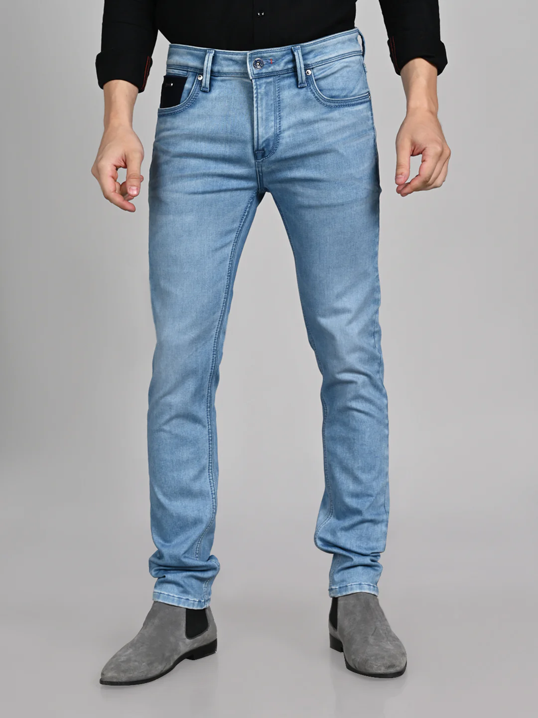 Killer Men Light Blue Solid Slim Fit Jeans - Image 4