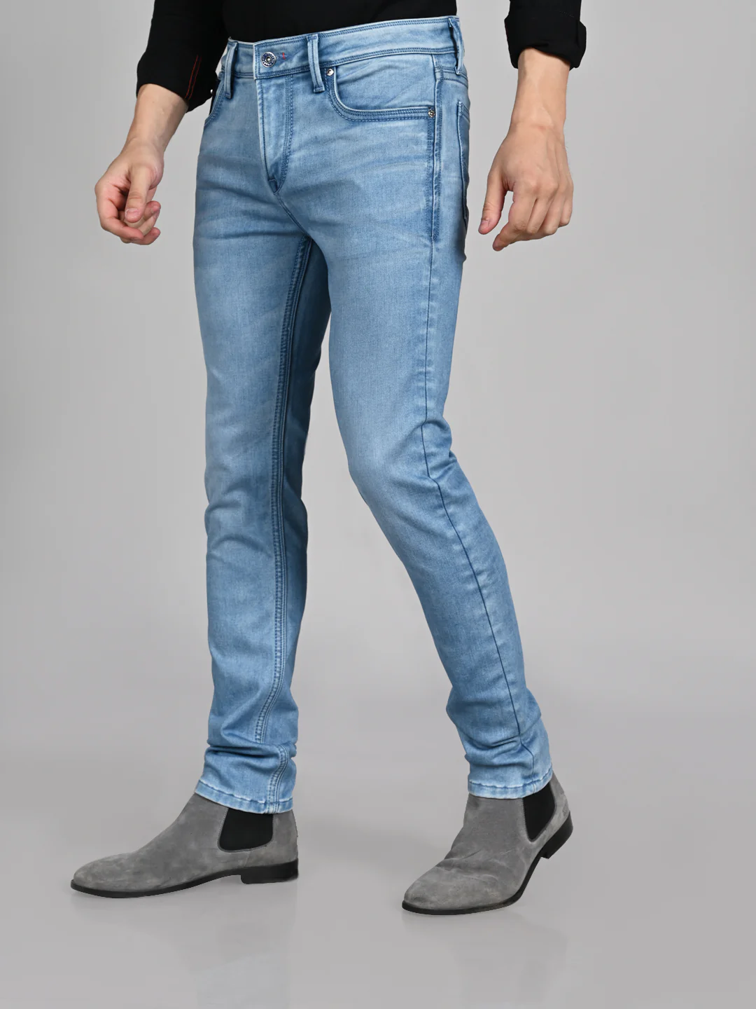 Killer Men Light Blue Solid Slim Fit Jeans - Image 5