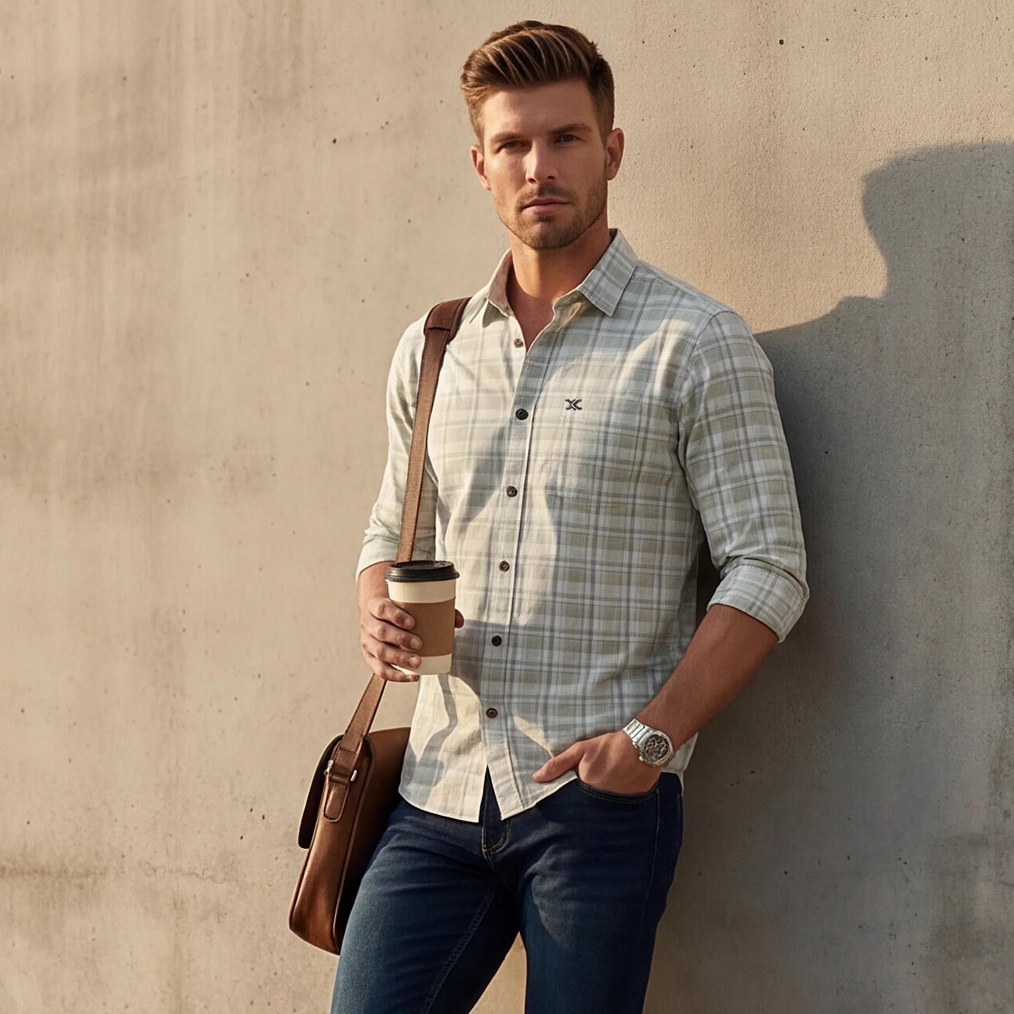 Full sleeves Slim Fit Pista Tonal Checks Shirt - Image 2