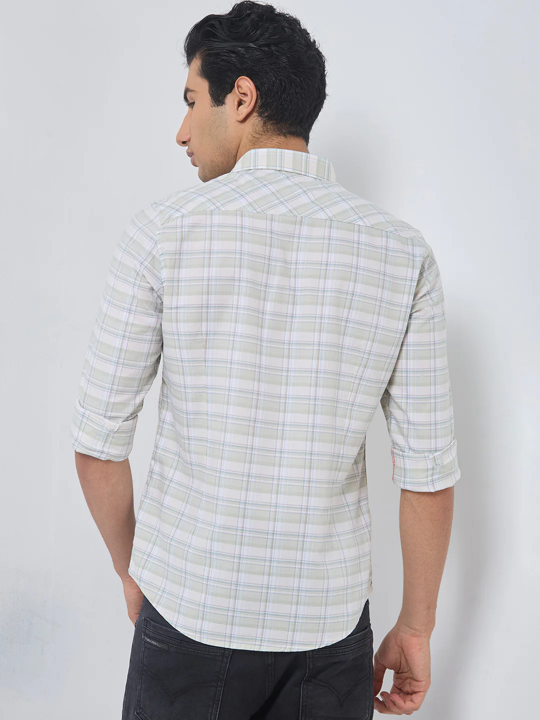 Full sleeves Slim Fit Pista Tonal Checks Shirt - Image 5
