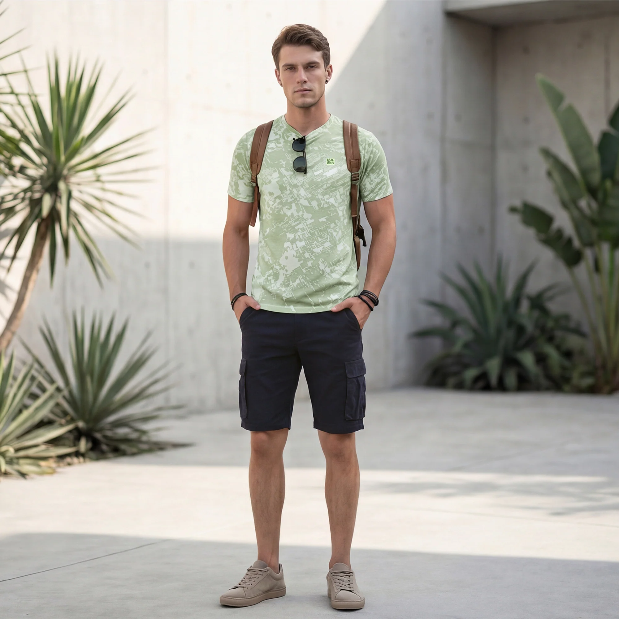 Killer Men Light Green Printed Round Neck T-Shirts