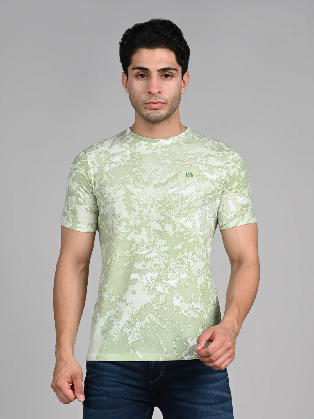 Killer Men Light Green Printed Round Neck T-Shirts - Image 4