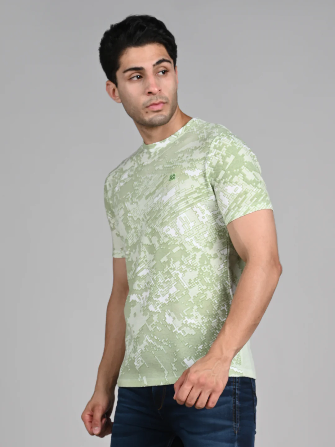Killer Men Light Green Printed Round Neck T-Shirts - Image 6