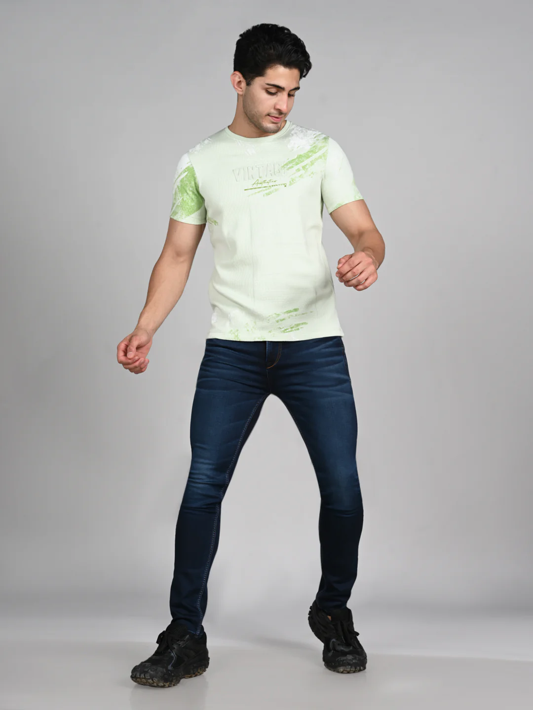 Killer Men Light Green Printed Slim Fit T-Shirts - Image 3